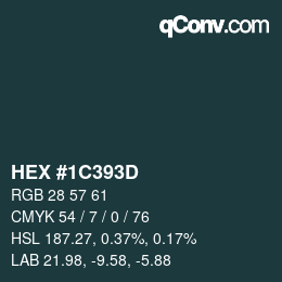 Farbcode: HEX #1C393D | qconv.com