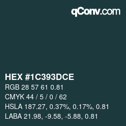 颜色代码: HEX #1C393DCE | qconv.com