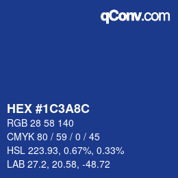 カラーコード: HEX #1C3A8C | qconv.com