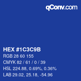 Color code: HEX #1C3C9B | qconv.com