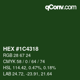 Farbcode: HEX #1C4318 | qconv.com