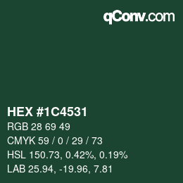 Farbcode: HEX #1C4531 | qconv.com