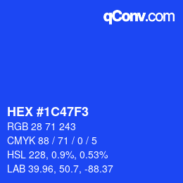 Farbcode: HEX #1C47F3 | qconv.com