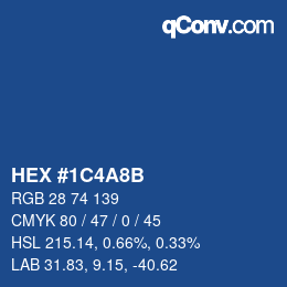 Color code: HEX #1C4A8B | qconv.com
