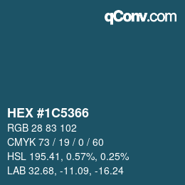 Farbcode: HEX #1C5366 | qconv.com