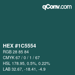 Color code: HEX #1C5554 | qconv.com