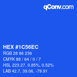 Color code: HEX #1C56EC | qconv.com
