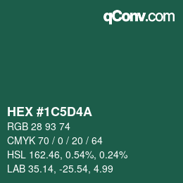 カラーコード: HEX #1C5D4A | qconv.com