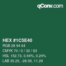 Color code: HEX #1C5E40 | qconv.com