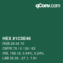 Farbcode: HEX #1C5E46 | qconv.com