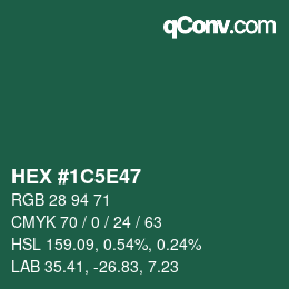 Color code: HEX #1C5E47 | qconv.com