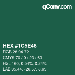 Color code: HEX #1C5E48 | qconv.com