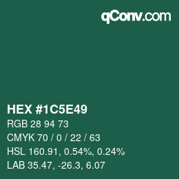 Color code: HEX #1C5E49 | qconv.com