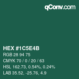 Código de color: HEX #1C5E4B | qconv.com
