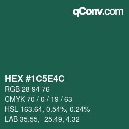 Farbcode: HEX #1C5E4C | qconv.com