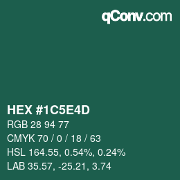 Farbcode: HEX #1C5E4D | qconv.com