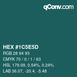 Color code: HEX #1C5E5D | qconv.com