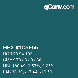 Color code: HEX #1C5E66 | qconv.com