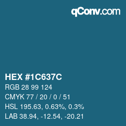 Color code: HEX #1C637C | qconv.com
