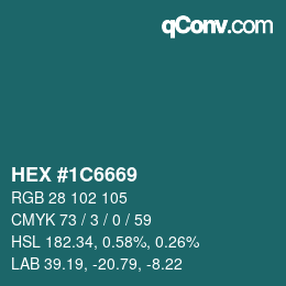 Color code: HEX #1C6669 | qconv.com