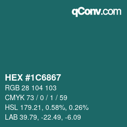 Farbcode: HEX #1C6867 | qconv.com