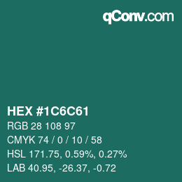 Farbcode: HEX #1C6C61 | qconv.com