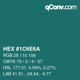 Color code: HEX #1C6E6A | qconv.com