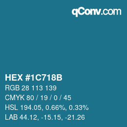 Color code: HEX #1C718B | qconv.com