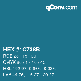 Color code: HEX #1C738B | qconv.com