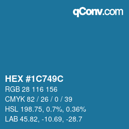 Color code: HEX #1C749C | qconv.com