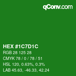 颜色代码: HEX #1C7D1C | qconv.com