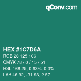 Color code: HEX #1C7D6A | qconv.com