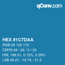 颜色代码: HEX #1C7DAA | qconv.com