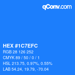 Color code: HEX #1C7EFC | qconv.com