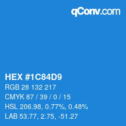 Color code: HEX #1C84D9 | qconv.com