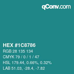 颜色代码: HEX #1C8786 | qconv.com