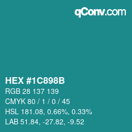 Color code: HEX #1C898B | qconv.com