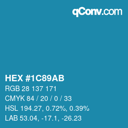 Color code: HEX #1C89AB | qconv.com
