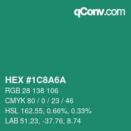 Código de color: HEX #1C8A6A | qconv.com