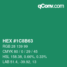 Color code: HEX #1C8B63 | qconv.com