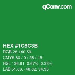 Color code: HEX #1C8C3B | qconv.com