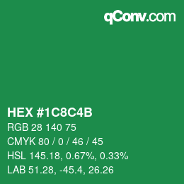 Color code: HEX #1C8C4B | qconv.com