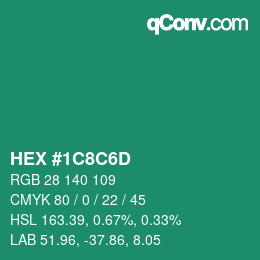 Color code: HEX #1C8C6D | qconv.com