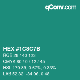 Color code: HEX #1C8C7B | qconv.com