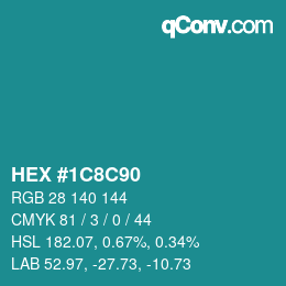 Color code: HEX #1C8C90 | qconv.com