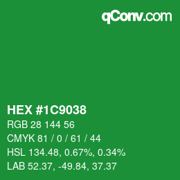 Color code: HEX #1C9038 | qconv.com