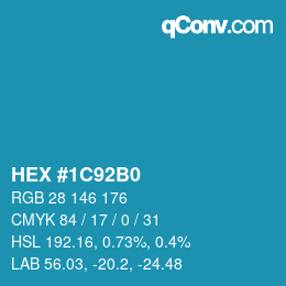 Color code: HEX #1C92B0 | qconv.com