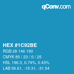 Color code: HEX #1C92BE | qconv.com