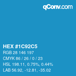 カラーコード: HEX #1C92C5 | qconv.com