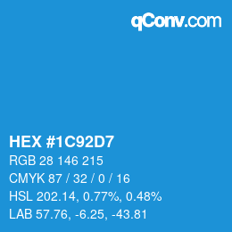 カラーコード: HEX #1C92D7 | qconv.com